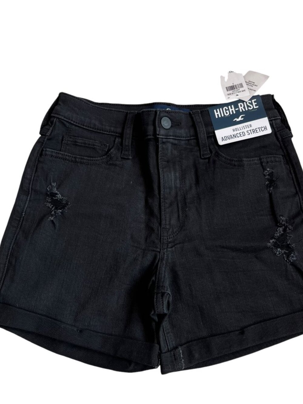 Hollister jean shorts size 3 26" black denim distressed High Rise Short 5"